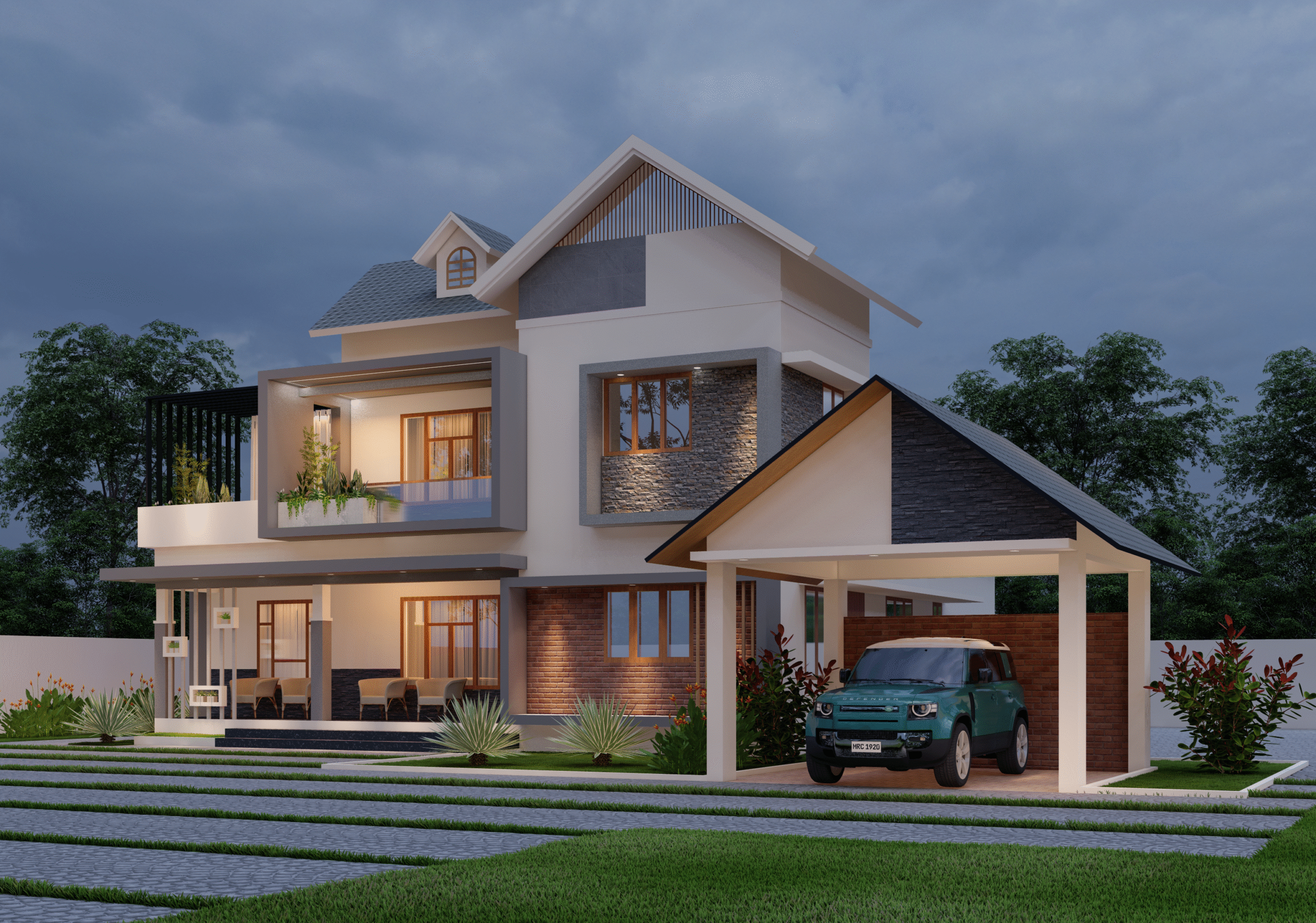 Projects Modern house design with stylish elevation by Acs builders & Architects