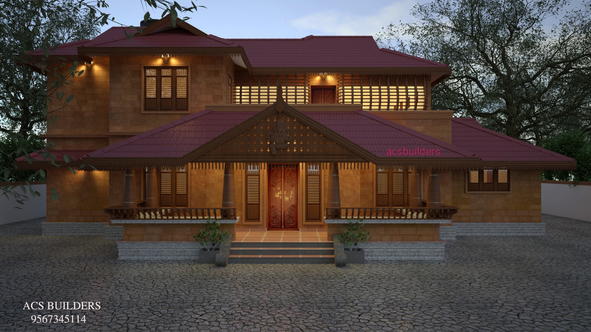 Traditional kerala nalukettu house with central open courtyyard home designed by acs builders & Architects