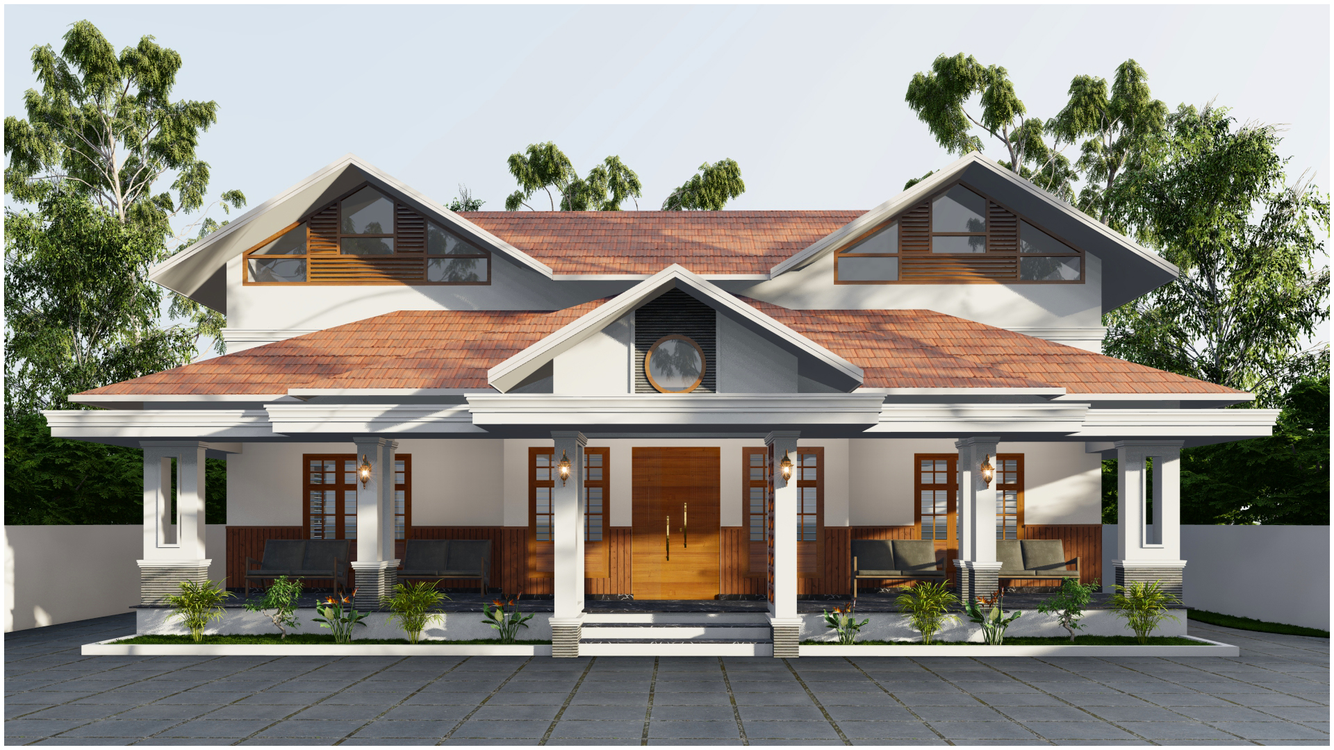 Projects Traditional home design Sloping roof & Spacious varanda by Acs builders & architects