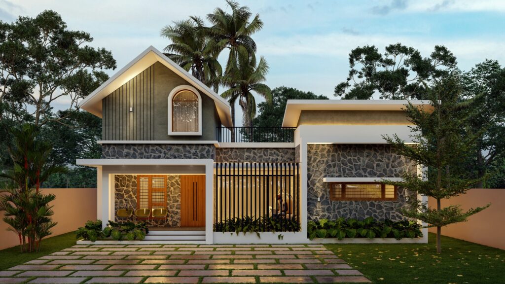 Residential home design 3 bedroom with a mezzaanine floor design by Acs builders & Architects