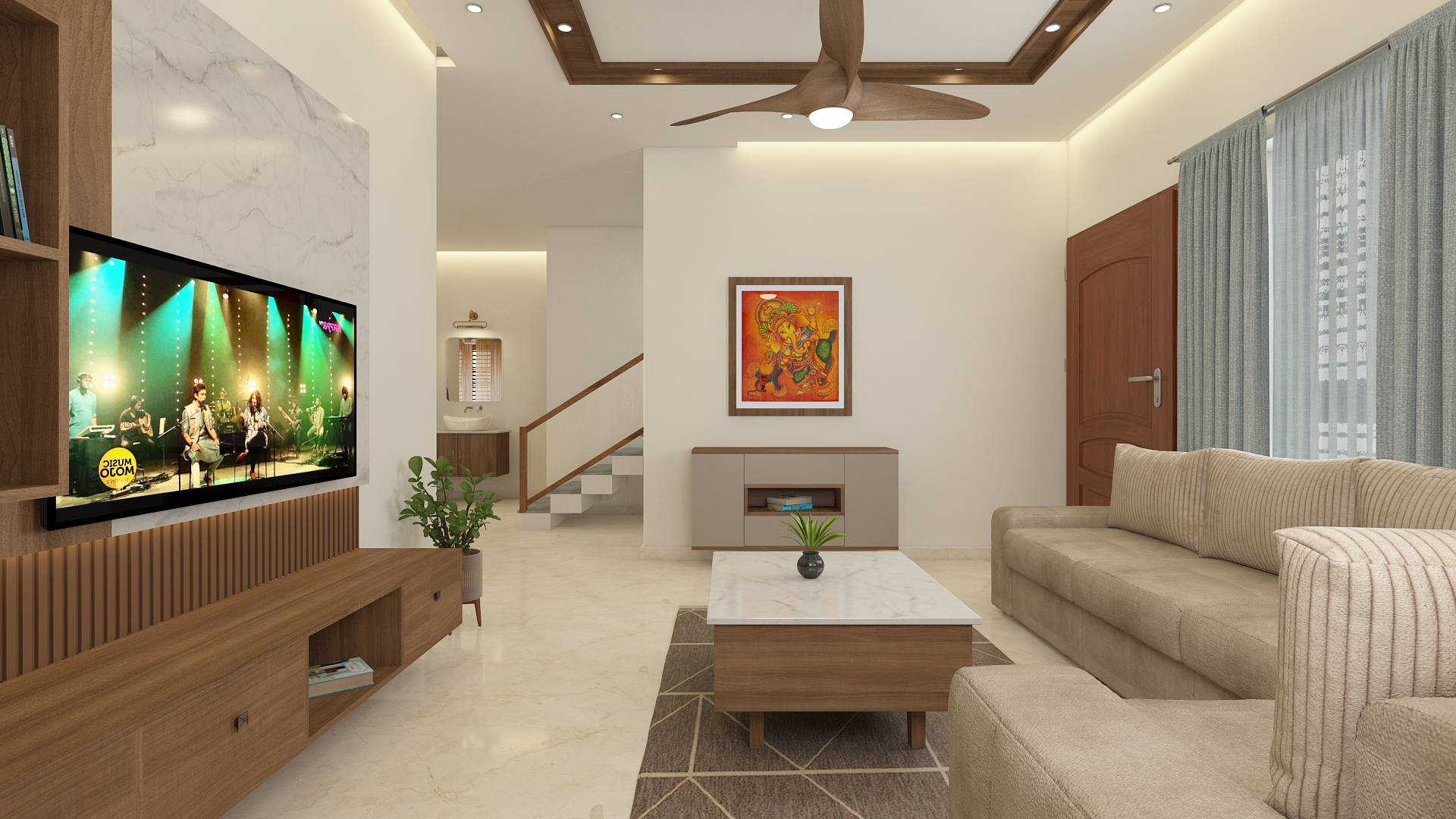 Beautiful Interior design by Acs builders palakkad